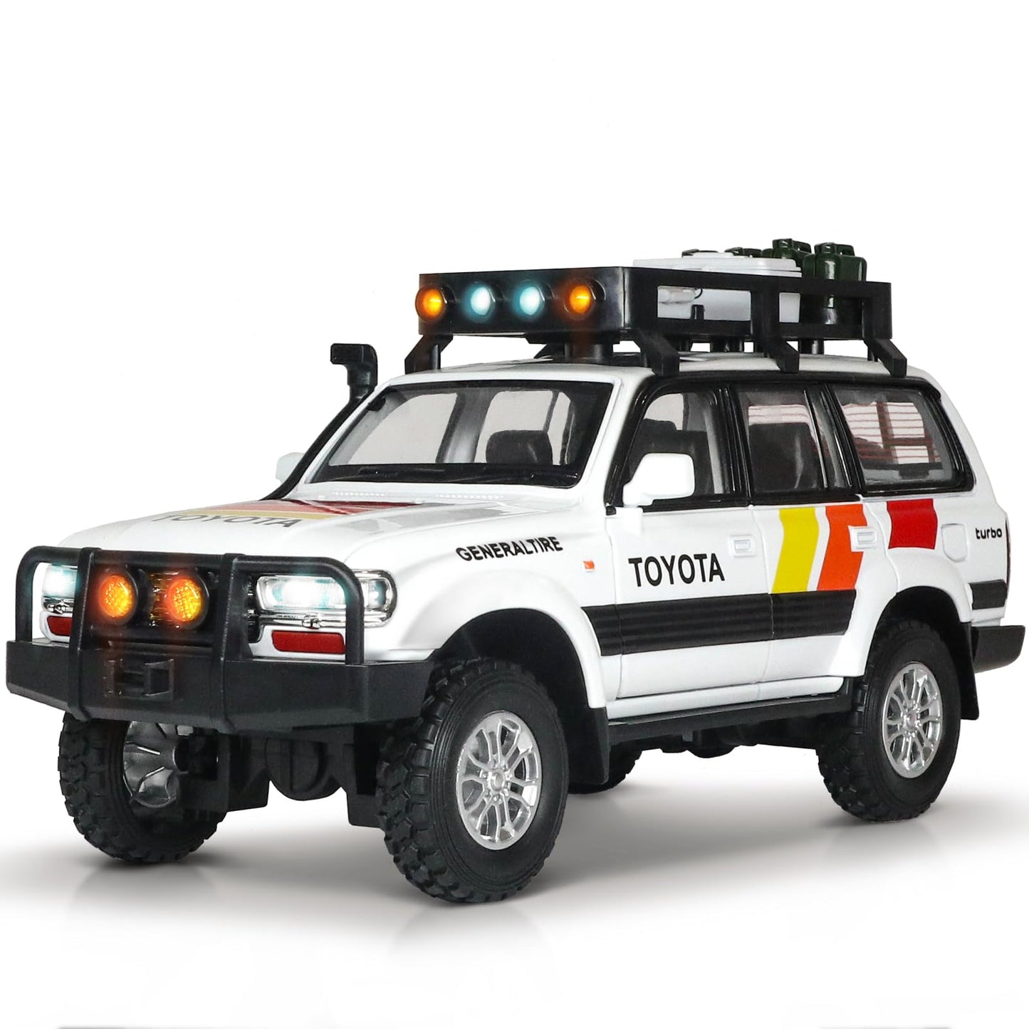 FRJV Diecast Toy Cars 1:24 – Land Cruiser LC80 Pull-Back with Lights & Sounds