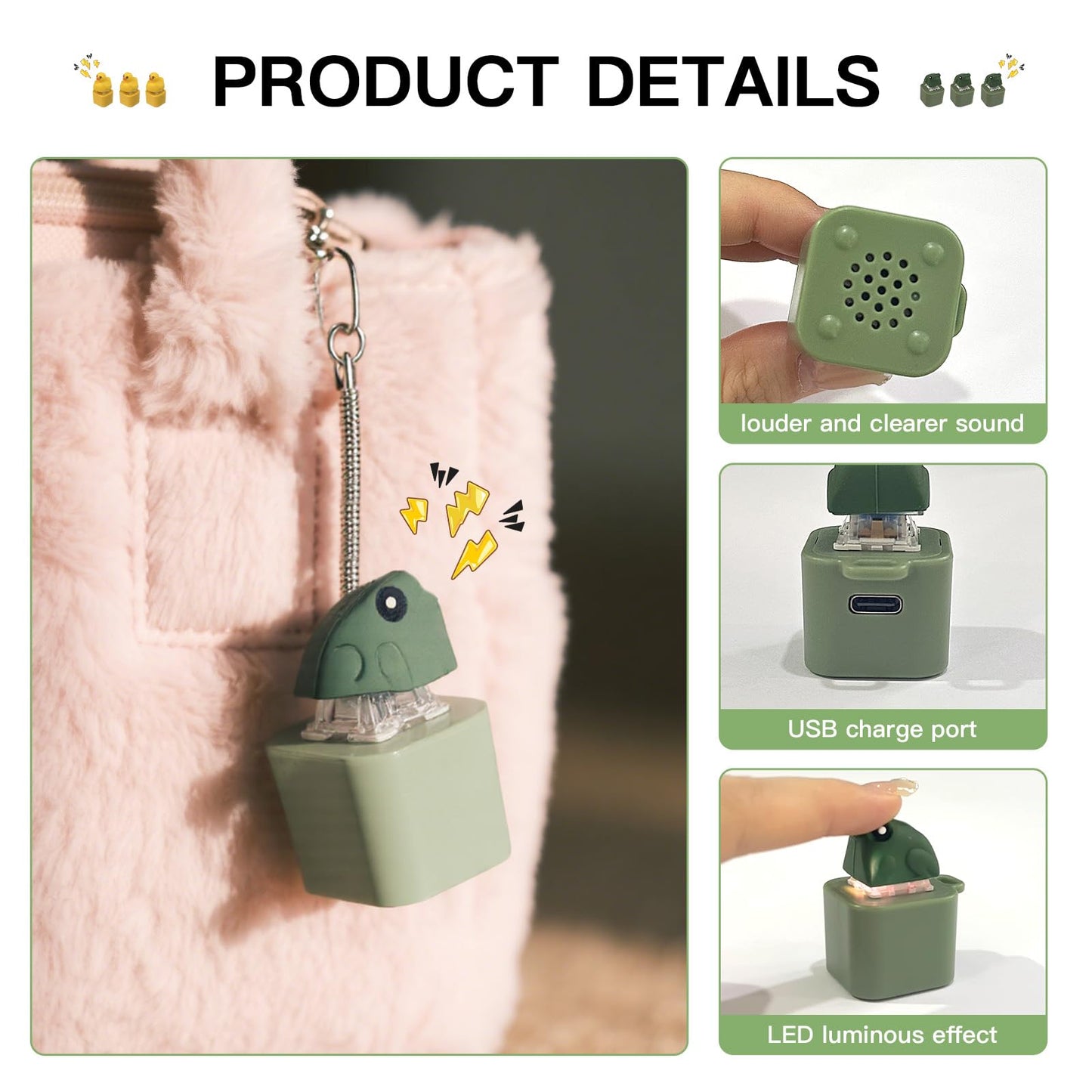 Frog Croaking Fidget Toy - Rechargeable Keychain Stress Relief (2-Pack)