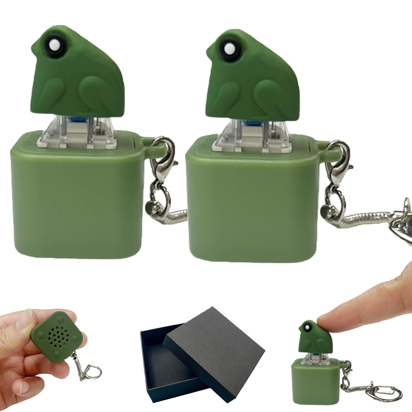 Frog Croaking Fidget Toy - Rechargeable Keychain Stress Relief (2-Pack)