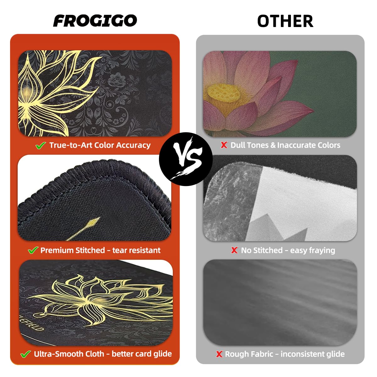 FROGIGO MTG Playmat with Play Zones – 24x14 in Lotus & Lands Design