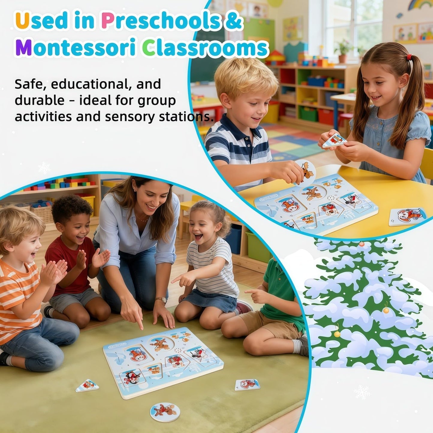 FROM ONE Wooden Puzzles for Toddlers 1-5 — Arctic Animals Sound Puzzle with Mozart Music
