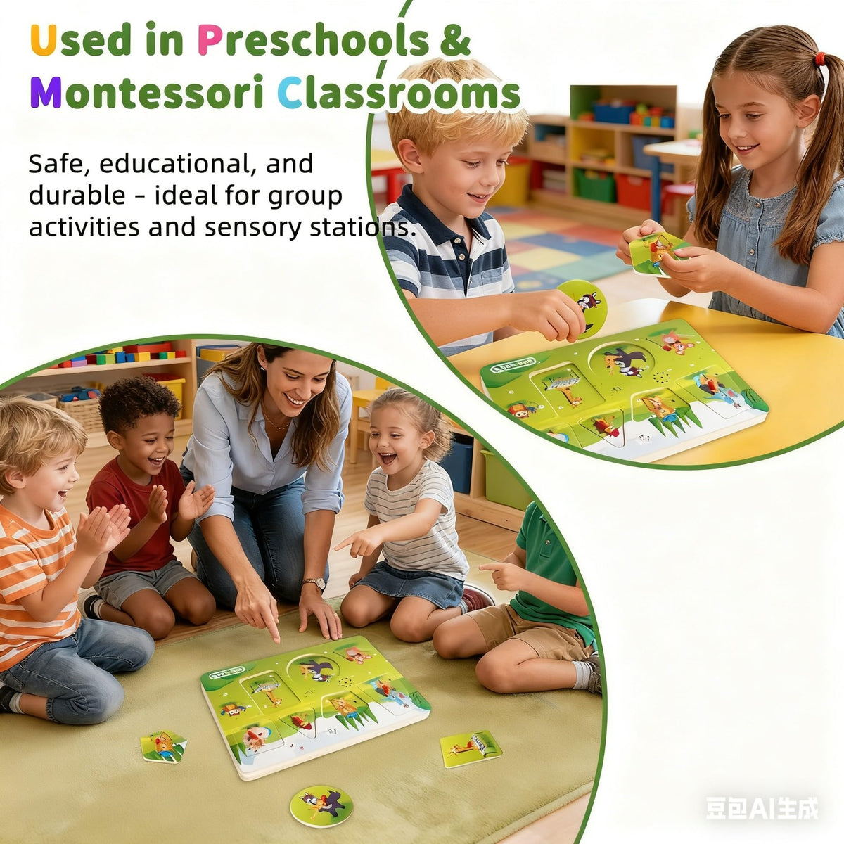 FROM ONE Wooden Puzzles for Toddlers 1–5 — 6 Farm Animals & Beethoven Music