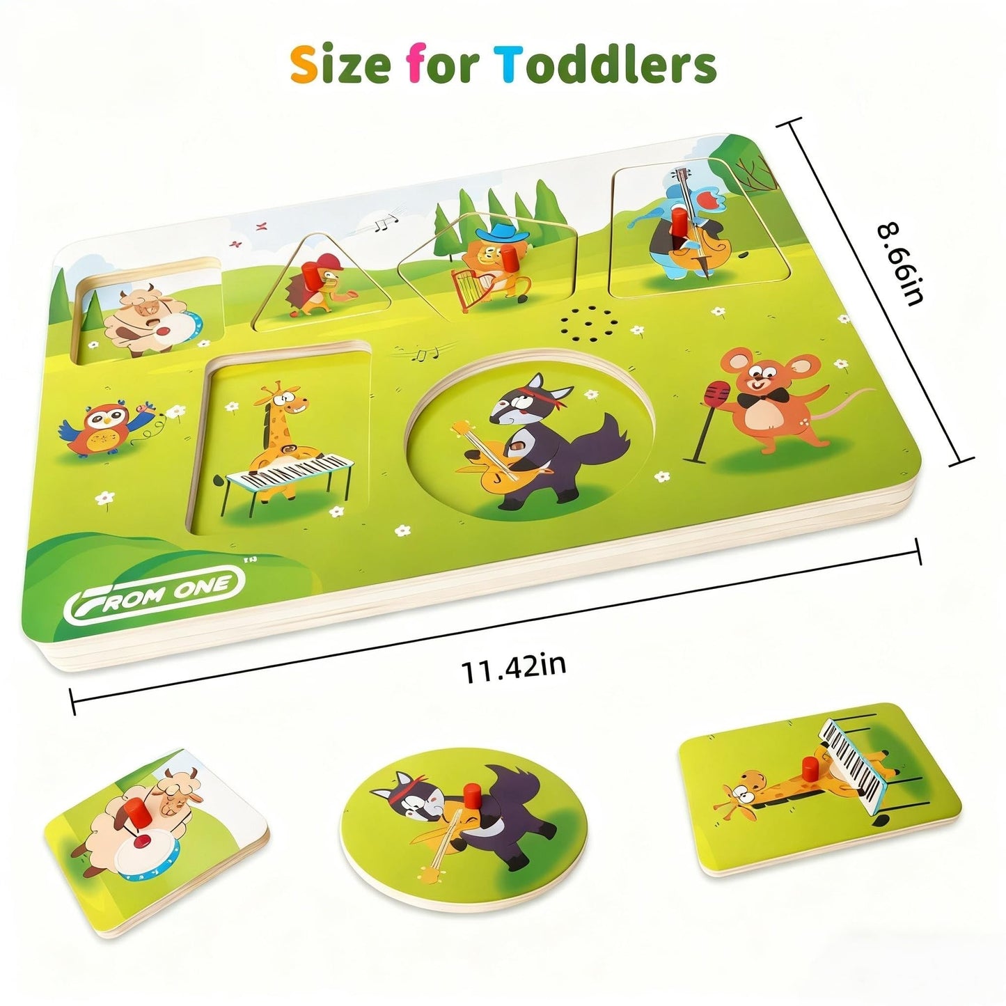 FROM ONE Wooden Puzzles for Toddlers 1–5 — 6 Farm Animals & Beethoven Music