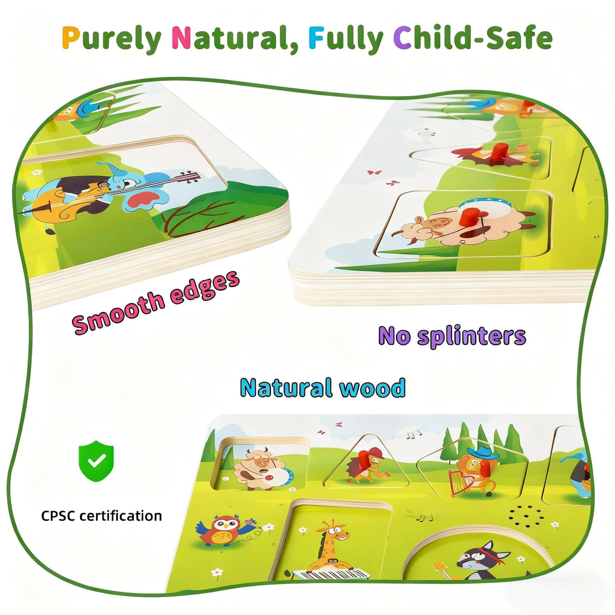 FROM ONE Wooden Puzzles for Toddlers 1–5 — 6 Farm Animals & Beethoven Music