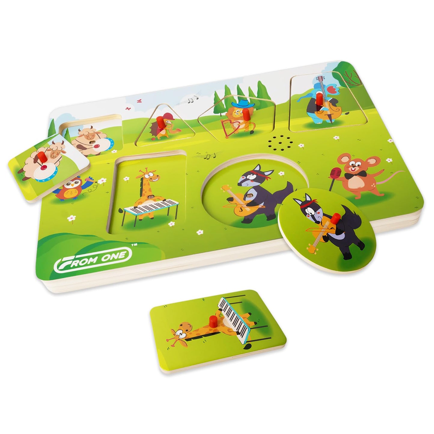 FROM ONE Wooden Puzzles for Toddlers 1–5 — 6 Farm Animals & Beethoven Music