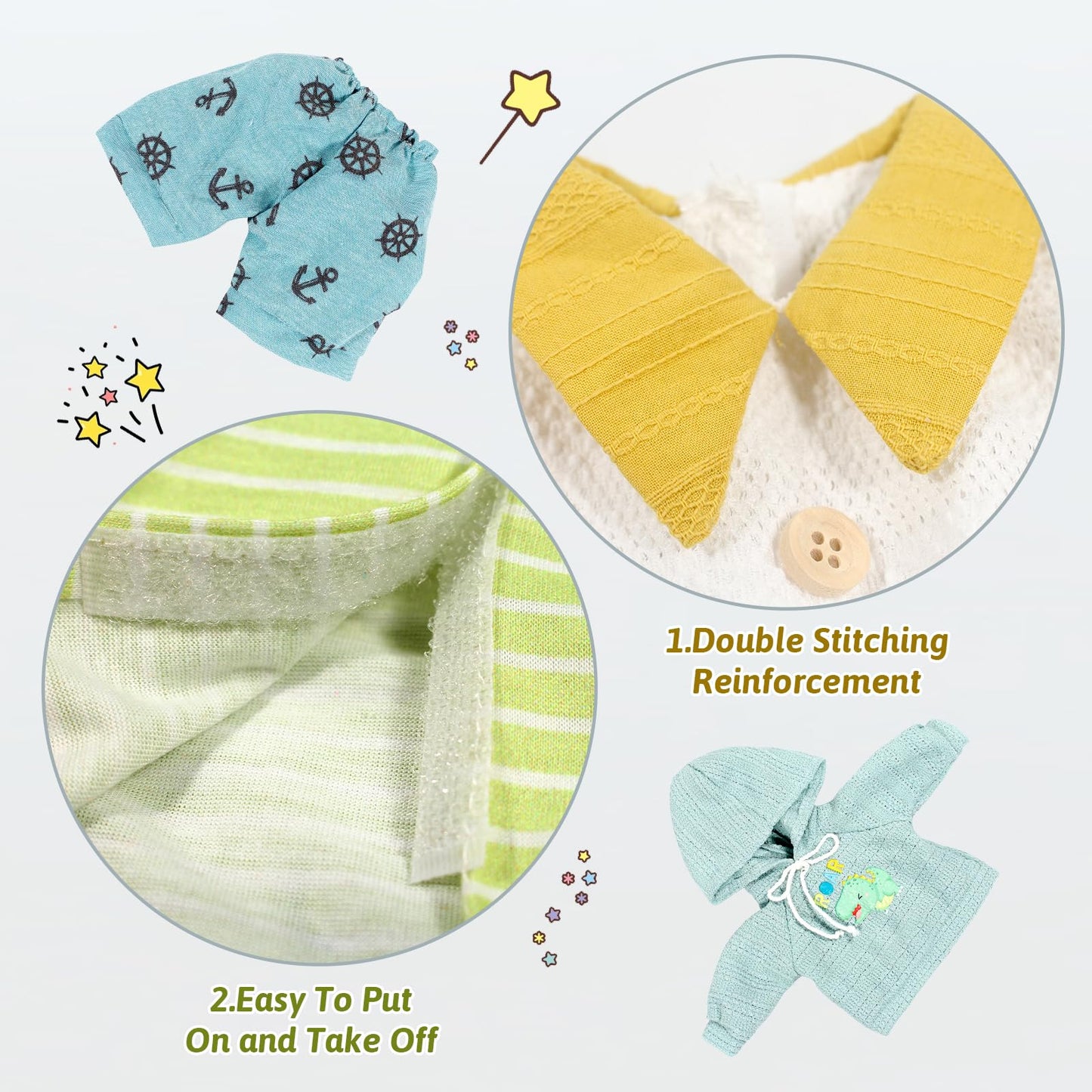 fromeasy 4-Piece Doll Clothes Sets for 12-16 Inch Dolls | 15-Inch Outfit Accessories