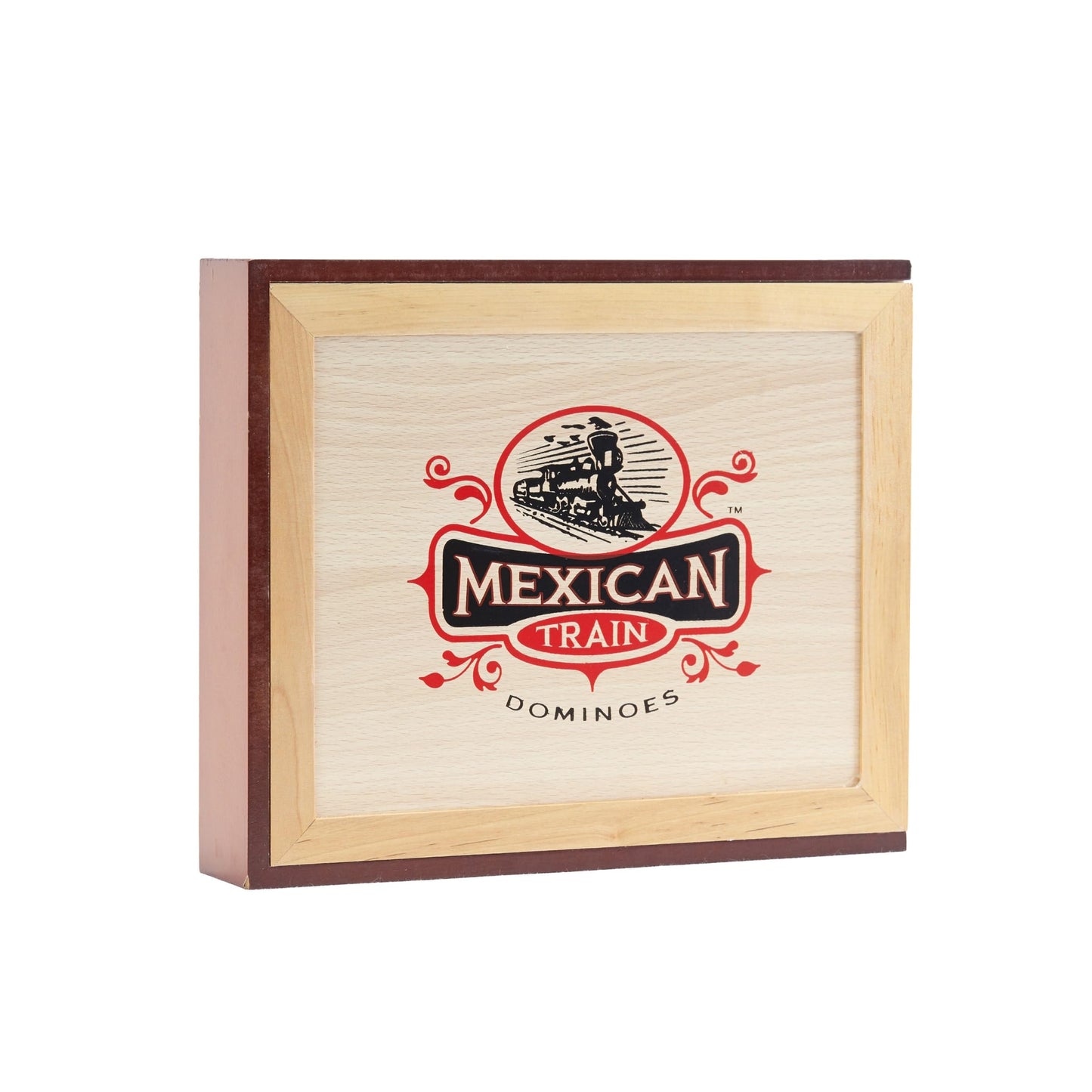 Front Porch Classics Mexican Train Dominoes in Wooden Collector Box | 2–8 Players, Ages 8+