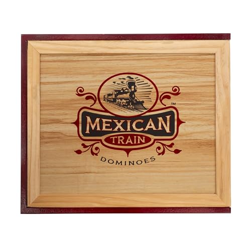 Front Porch Classics Mexican Train Dominoes in Wooden Collector Box | 2–8 Players, Ages 8+