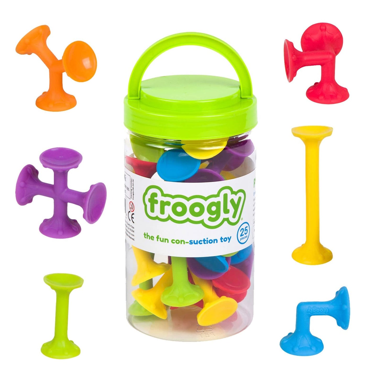 Froogz Froogly 25-Piece Suction Toys – Montessori Bath Construction Set, Silicone, Ages 3-6