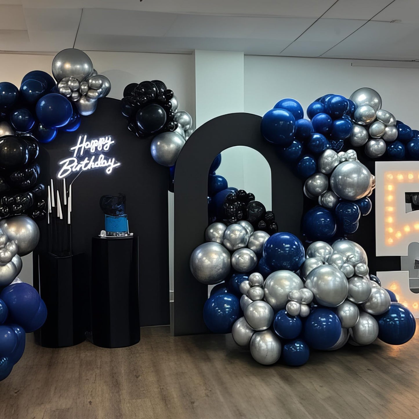 Froova 12-Inch Navy, Black & Silver Graduation Balloon Kit with Confetti & Ribbon | Party Decor