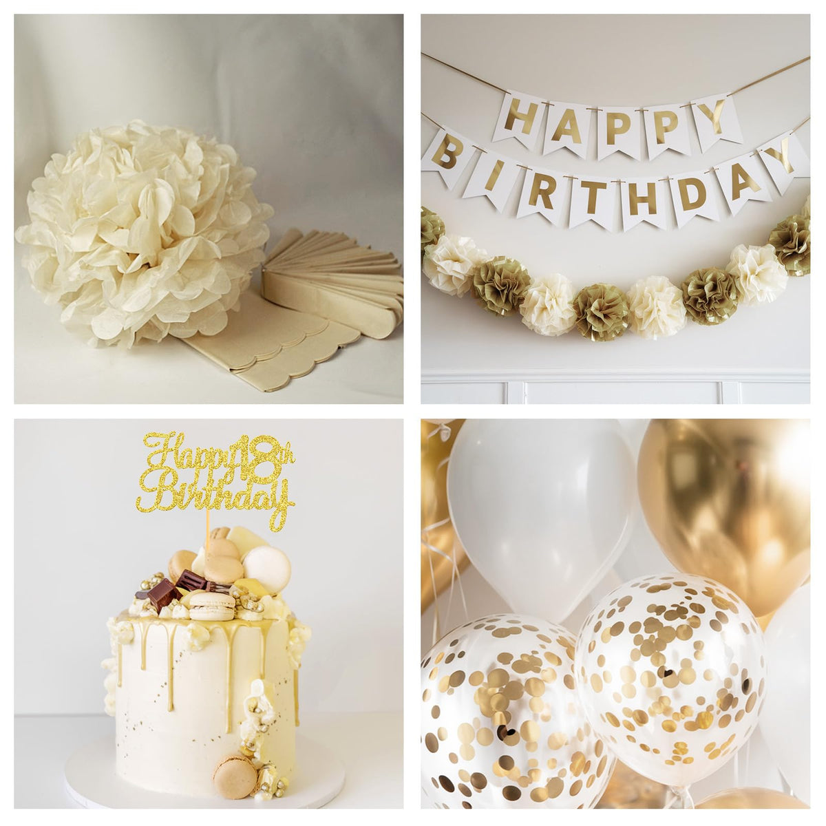 Froova Beige Gold White 18th Birthday Balloon Kit – Elegant Neutral Party Decor