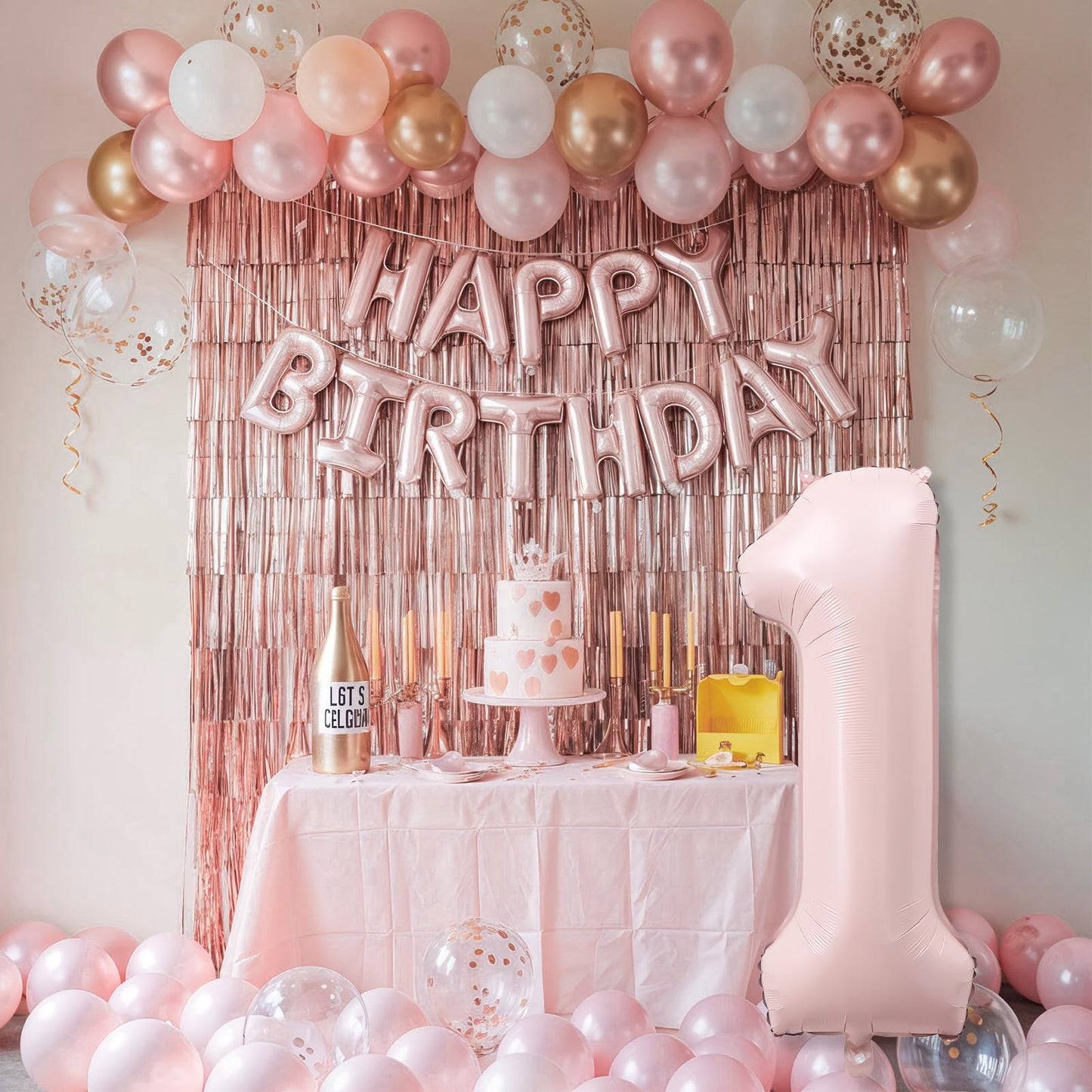 Froova Big Number 1 Balloon - Dusty Pink 40-Inch Foil Number Balloon for 1st Birthday Parties