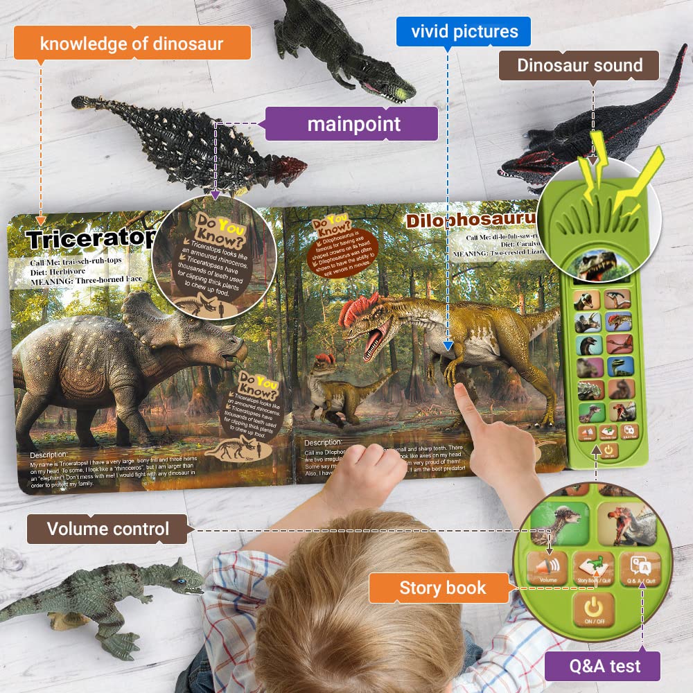 FRUSE Dinosaur Toys for Kids 3-5 | Interactive Sound Book with 12 Dinosaurs