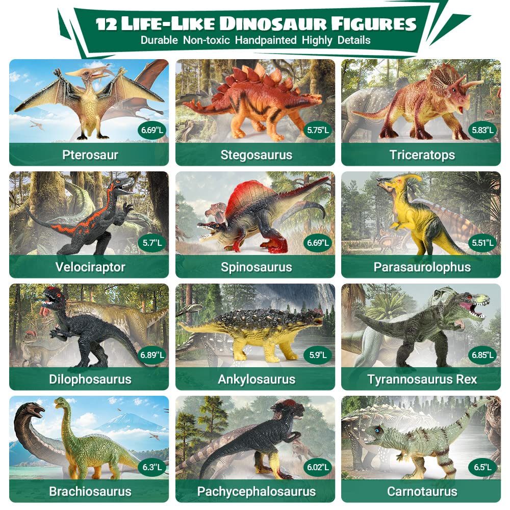 FRUSE Dinosaur Toys for Kids 3-5 | Interactive Sound Book with 12 Dinosaurs