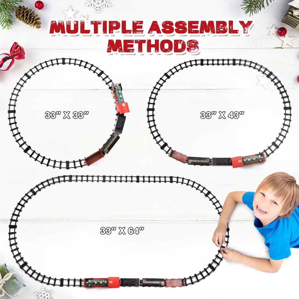 FRUSE Remote Control Train Set – Steam Engine, Lights & Sound, 64-Inch Track, 3+