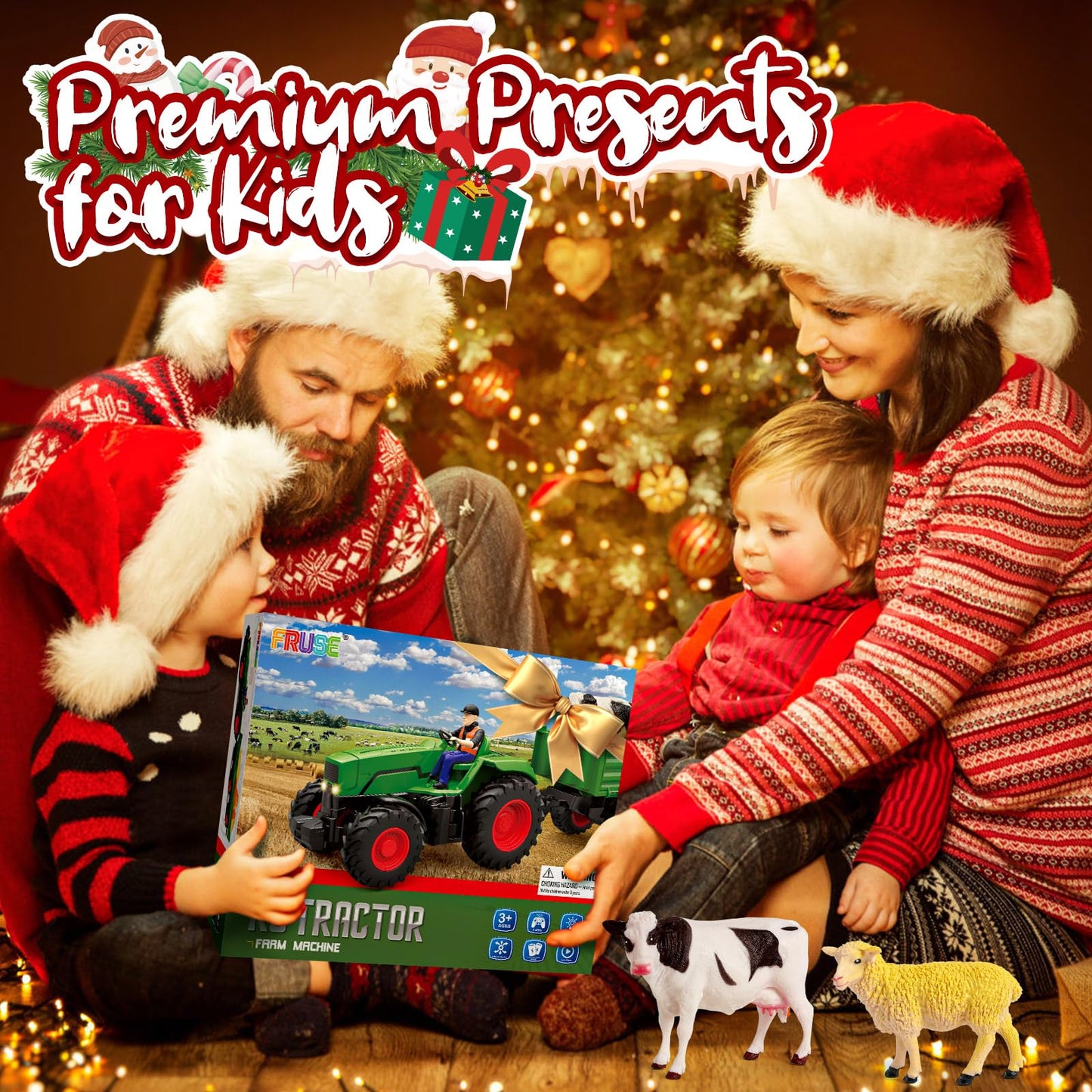 FRUSE Remote Control Tractor Toy — RC Tractor Set with Trailer and 2 Batteries