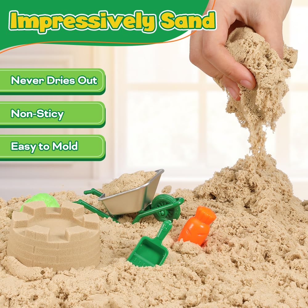 FRUSE Play Sand Farm Toys – 38-Piece Sensory Sand Set with 2.2lb Sand & Tractor Playset