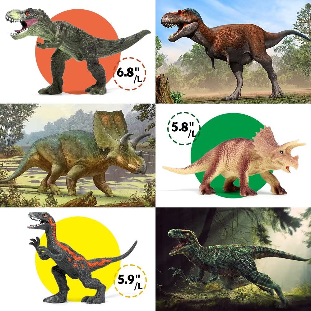 FRUSE Jurassic Dinosaur Toys – 12 Realistic Dino Figurines with Educational Book for Kids 3-5