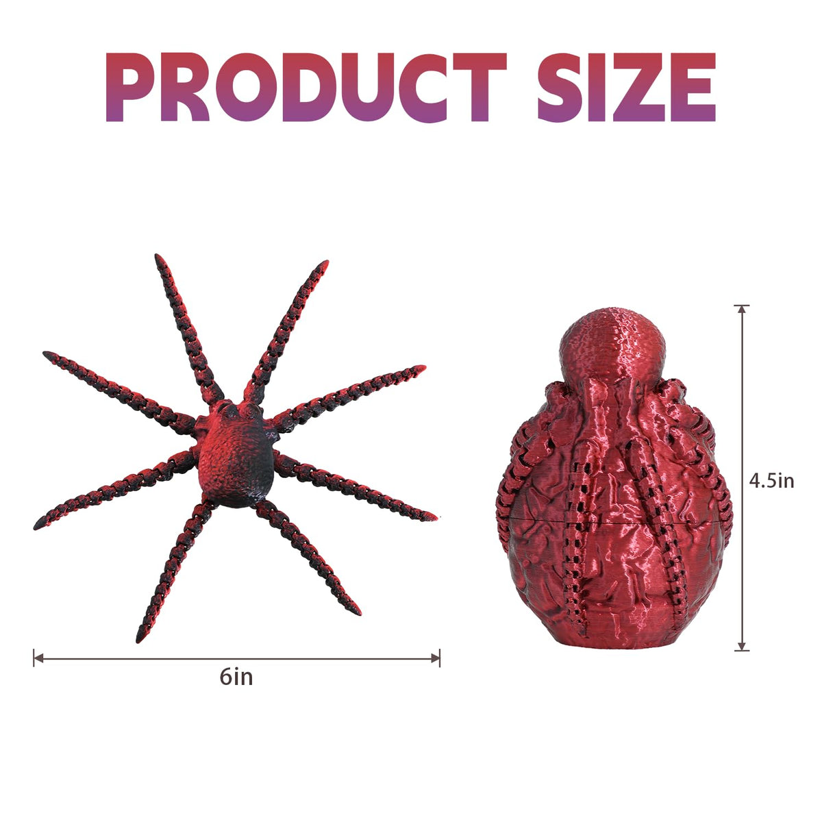 FRVTJS 4pcs 3D Printed Octopus Egg Set – Safe PLA Eggs with Hidden Movable Octopuses
