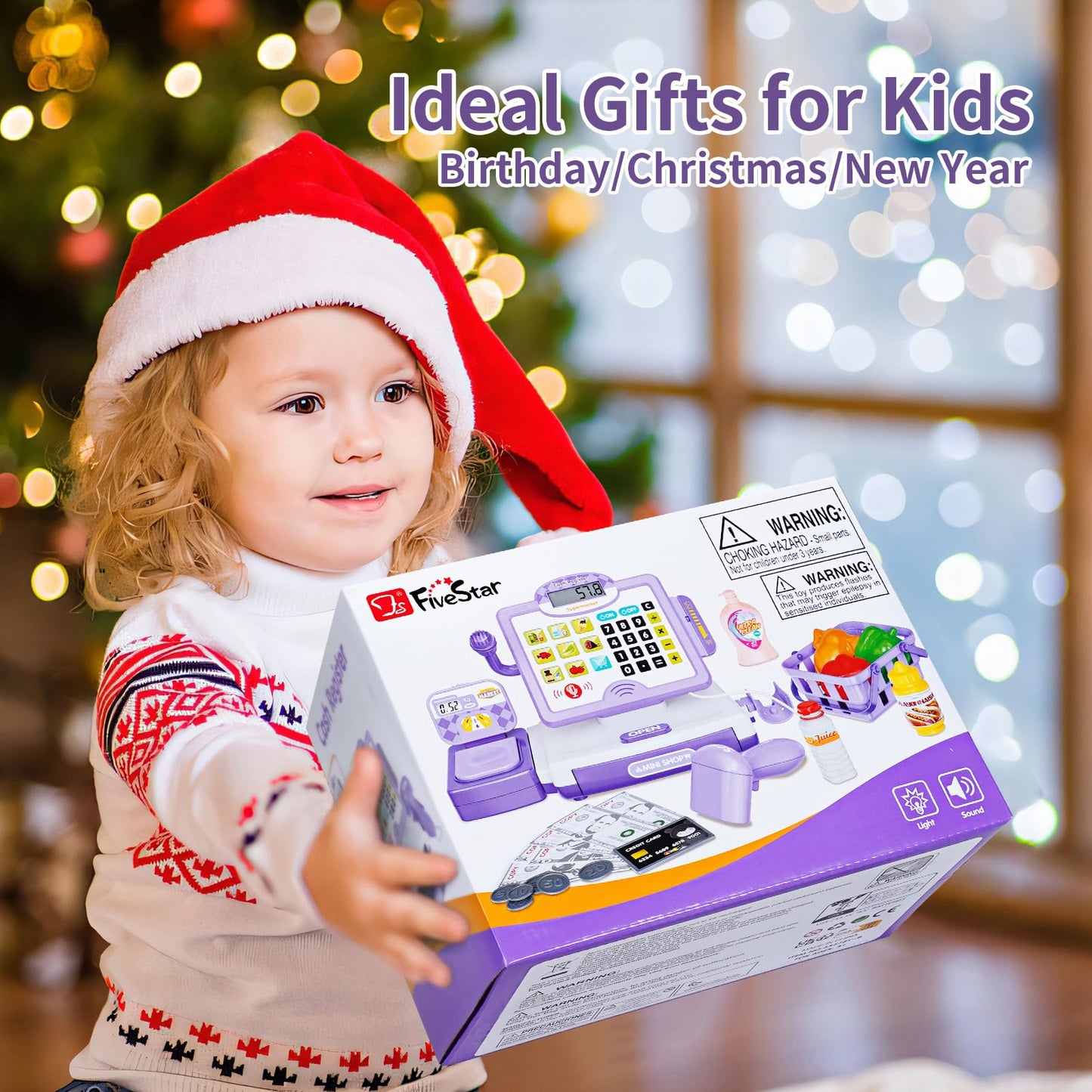FS Pretend Play Calculator Cash Register Toy – 45-Piece Educational Gift for Kids (Ages 3-7)
