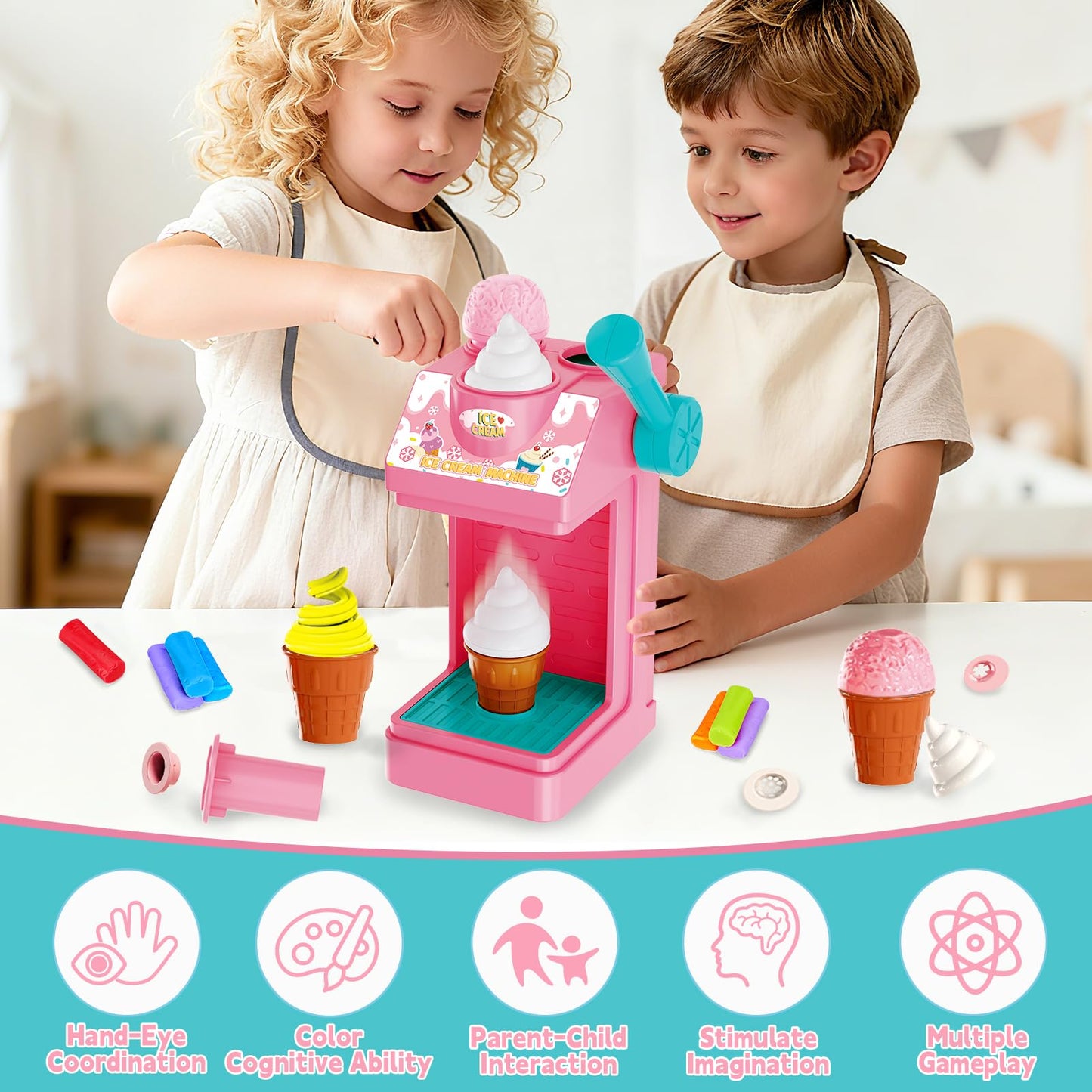 FS Kids Pretend Play Store Set – 45-Piece Grocery Toy with Cash Register & Ice Cream Maker (Ages 3+)