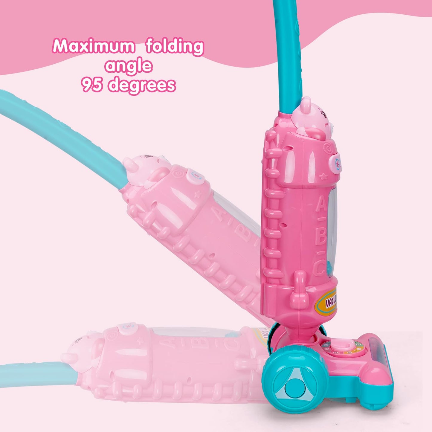 FS Kids Vacuum Toy with Lights & Sounds – Realistic Pretend Play Vacuum for Toddlers (Pink)