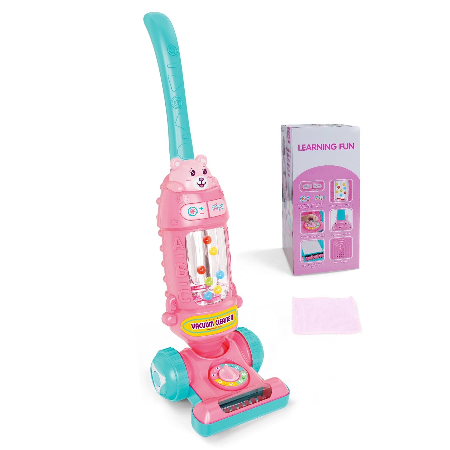 FS Kids Vacuum Toy with Lights & Sounds – Realistic Pretend Play Vacuum for Toddlers (Pink)