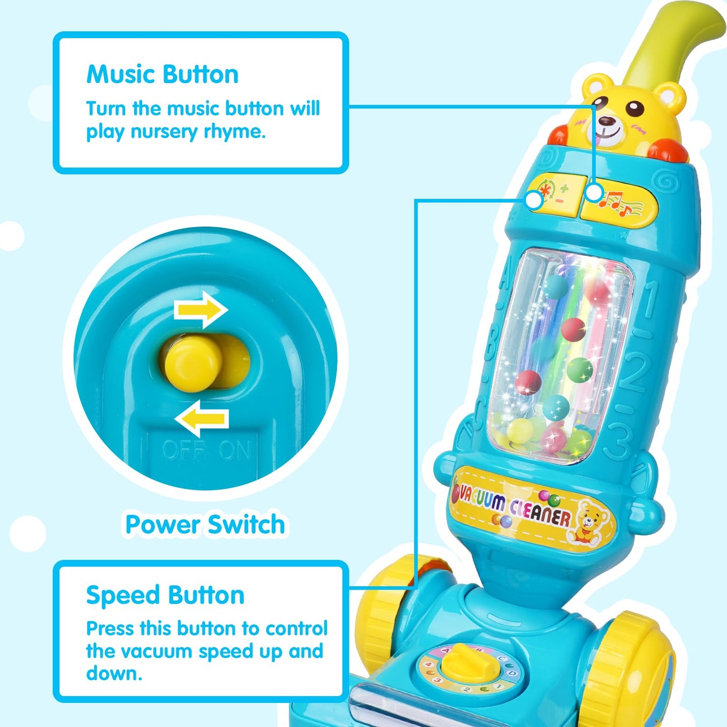 FS Kids Vacuum Toy with Lights & Sounds – Pretend Play for Toddlers (Ages 2-4)