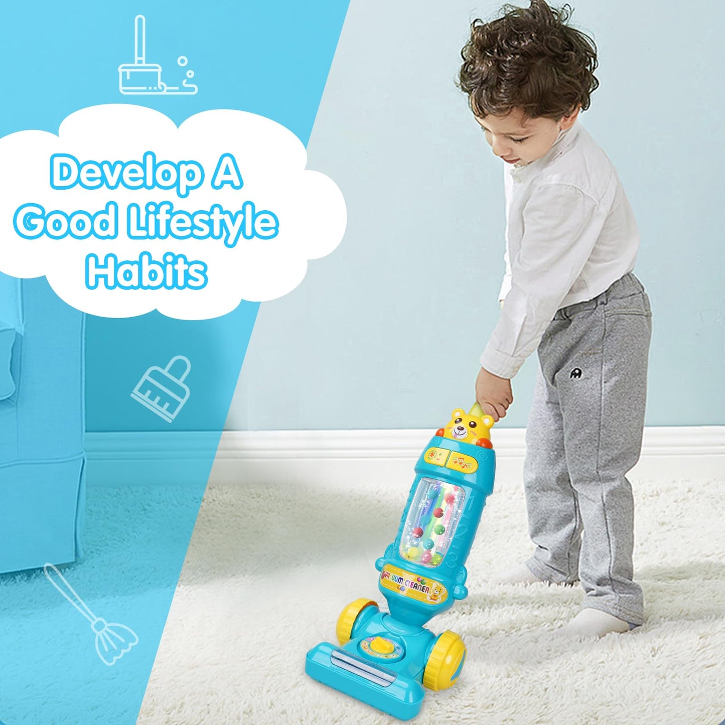FS Kids Vacuum Toy with Lights & Sounds – Pretend Play for Toddlers (Ages 2-4)