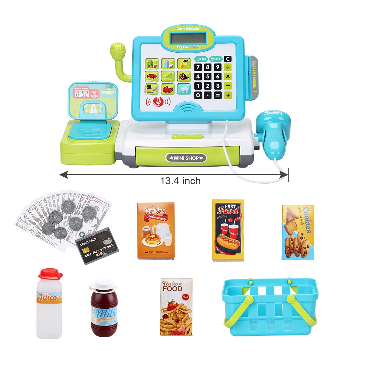 FS Pretend Play Calculator Cash Register Toy – 45-Piece Educational Gift for Kids (Ages 3-7)