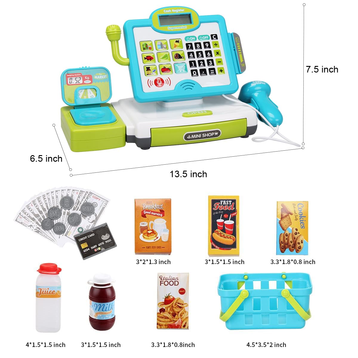 FS Pretend Play Calculator Cash Register Toy – 45-Piece Educational Gift for Kids (Ages 3-7)