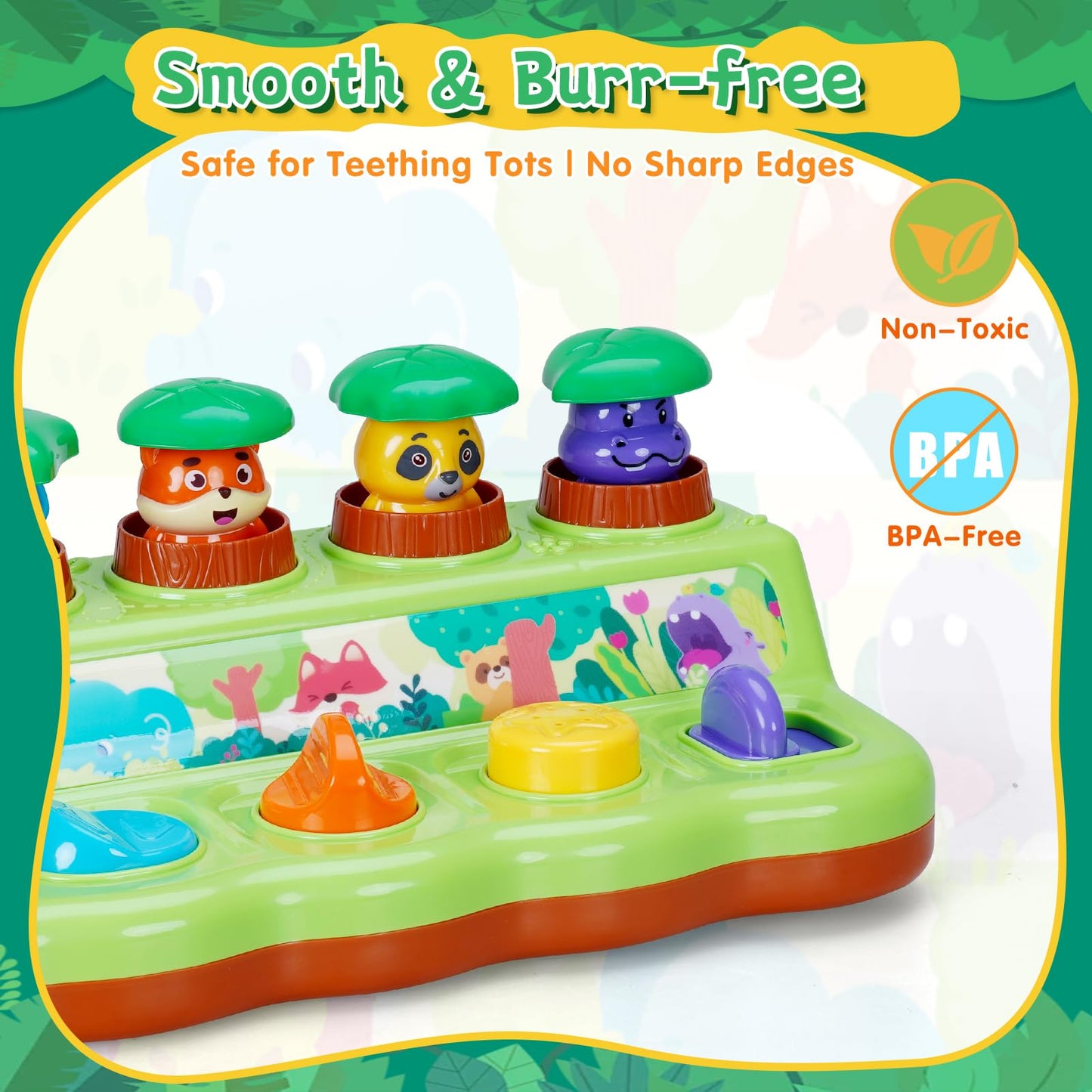 FS Pop Up Toy for Babies 6–12 Months — Interactive Cause & Effect Toy with Music & Silent Modes