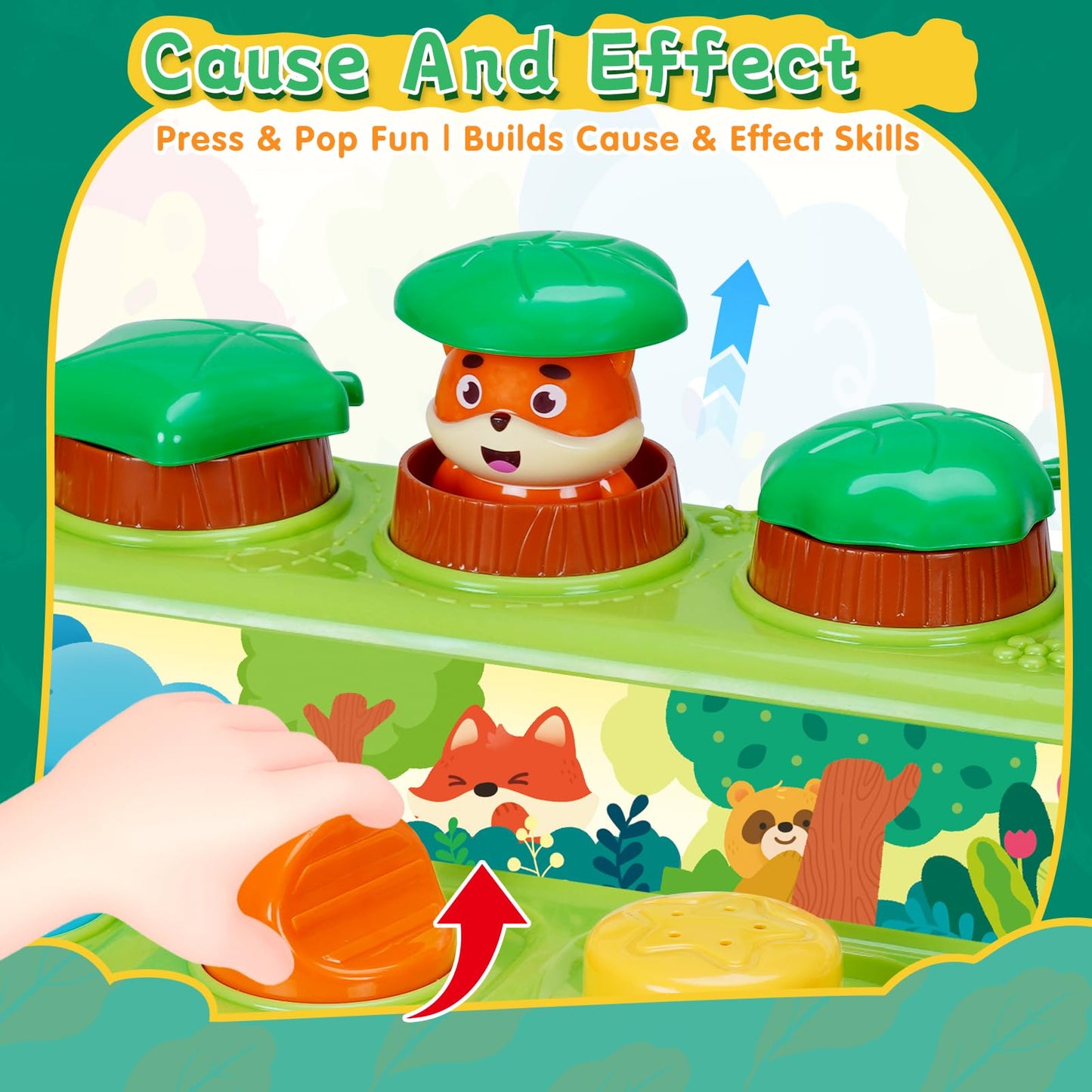 FS Pop Up Toy for Babies 6–12 Months — Interactive Cause & Effect Toy with Music & Silent Modes