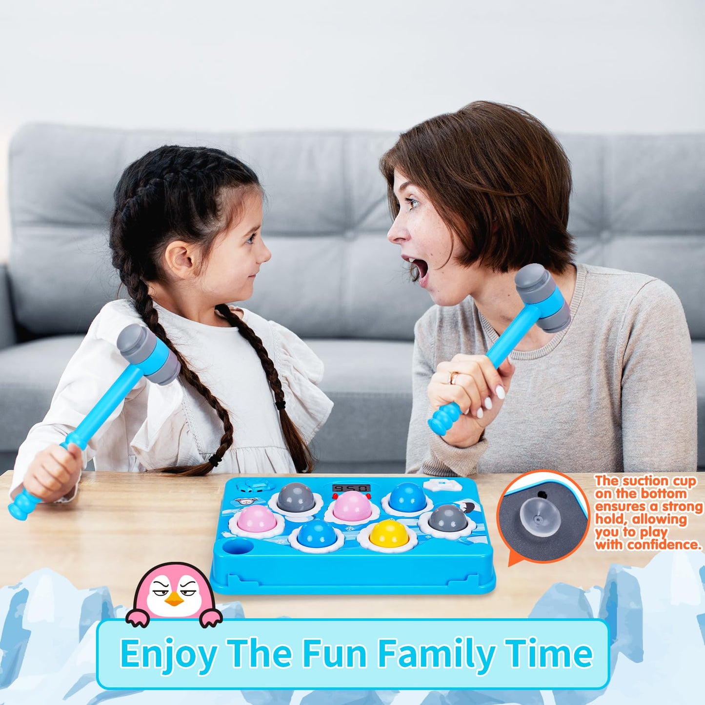 FS Pound-A-Penguin Game – Screen-Free Pounding Toy for Toddlers 1–3 & Kids 2–8 | 4 Speed Modes