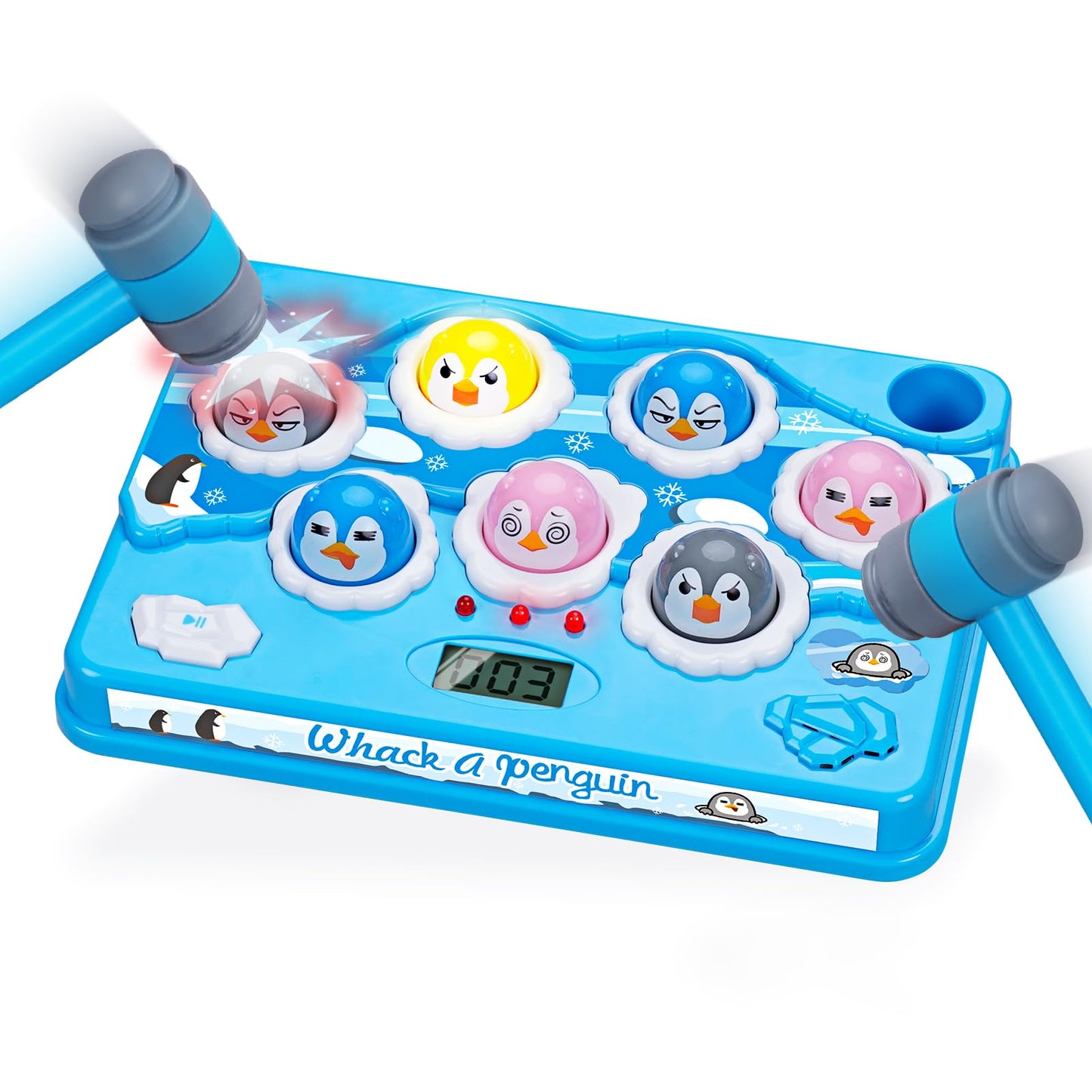 FS Pound-A-Penguin Game – Screen-Free Pounding Toy for Toddlers 1–3 & Kids 2–8 | 4 Speed Modes