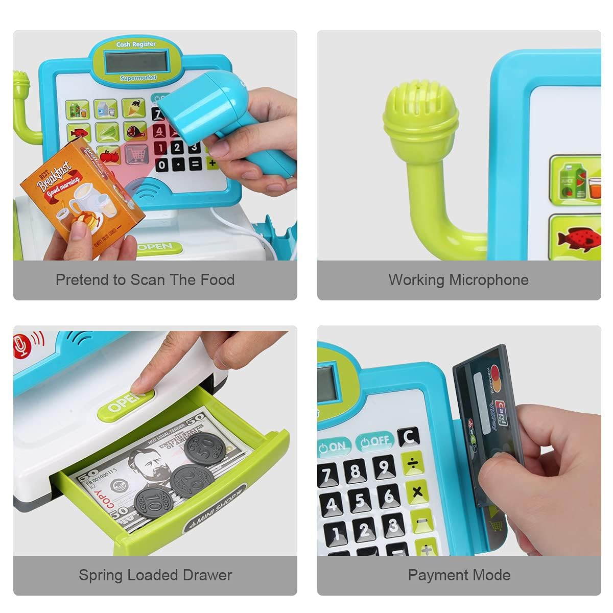 FS Pretend Play Calculator Cash Register Toy – 45-Piece Educational Gift for Kids (Ages 3-7)