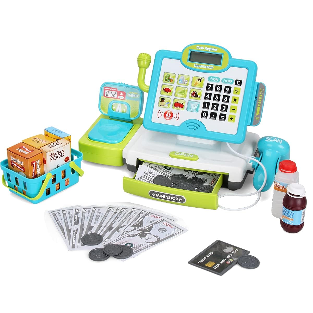 FS Pretend Play Calculator Cash Register Toy – 45-Piece Educational Gift for Kids (Ages 3-7)