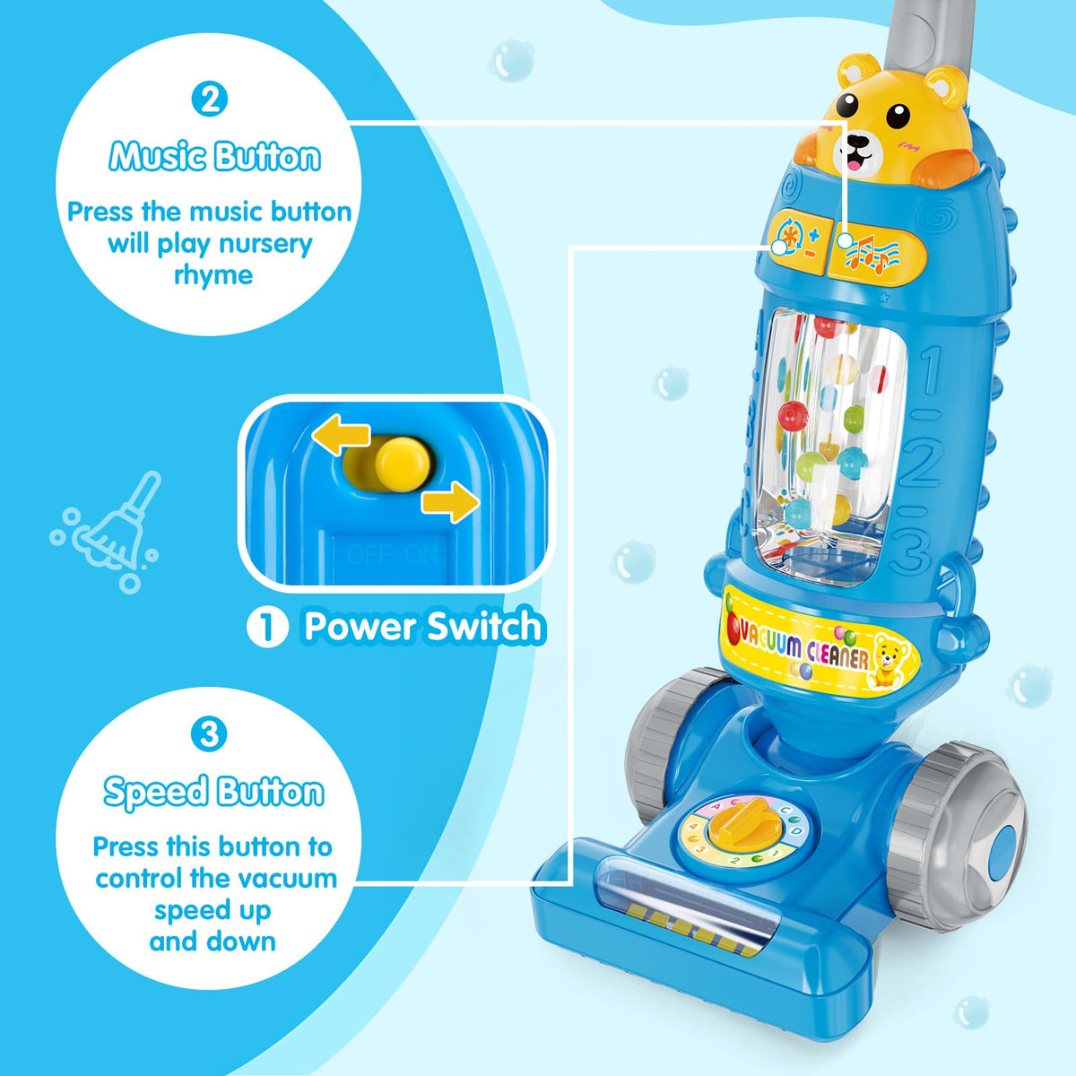 FS Toddler Vacuum Toy with Lights & Sounds – Pretend Play Vacuum for Kids 1–5