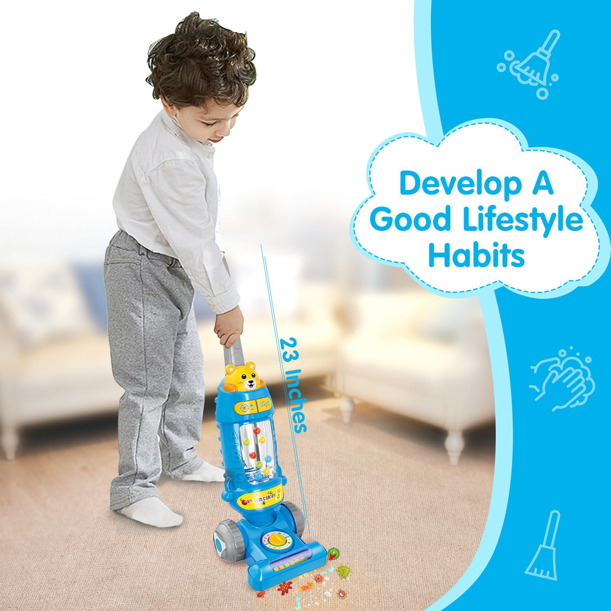 FS Toddler Vacuum Toy with Lights & Sounds – Pretend Play Vacuum for Kids 1–5