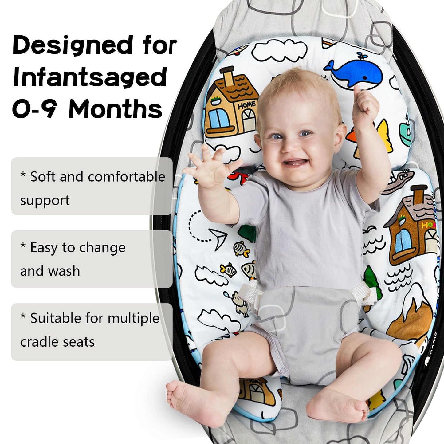 FSINWV Newborn Insert + 3 Replacement Balls for Mamaroo & RockaRoo | Head & Body Support