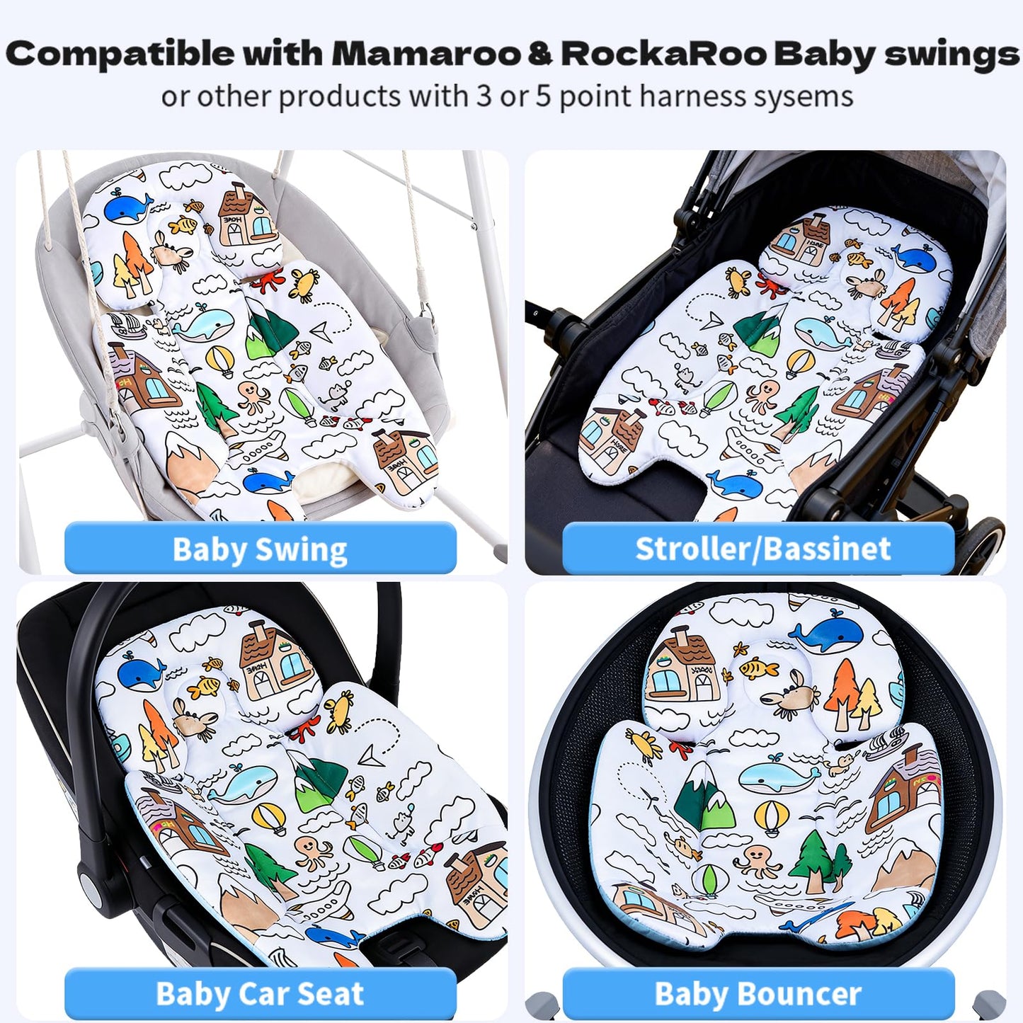 FSINWV Newborn Insert + 3 Replacement Balls for Mamaroo & RockaRoo | Head & Body Support