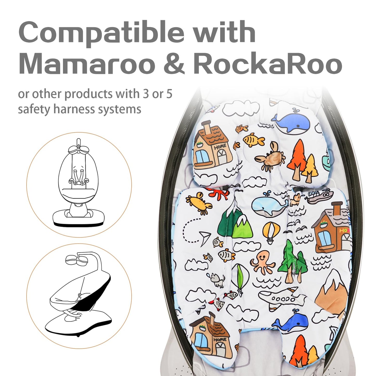 FSINWV Newborn Insert + 3 Replacement Balls for Mamaroo & RockaRoo | Head & Body Support