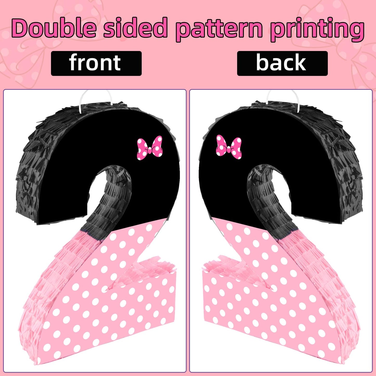 Fsnjcz Pink Bow Pinata – Number 2, 15.7 x 11.5 x 3 in, Birthday Party Decorations