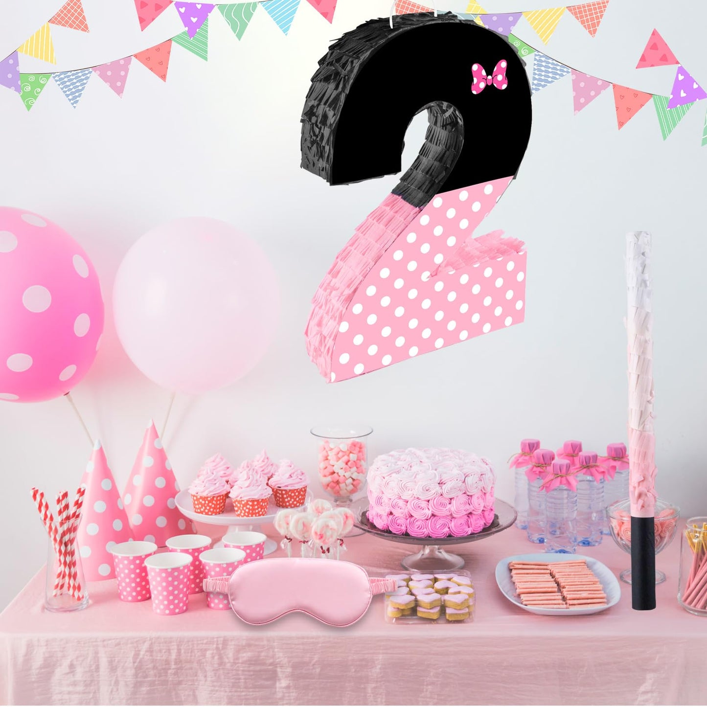 Fsnjcz Pink Bow Pinata – Number 2, 15.7 x 11.5 x 3 in, Birthday Party Decorations