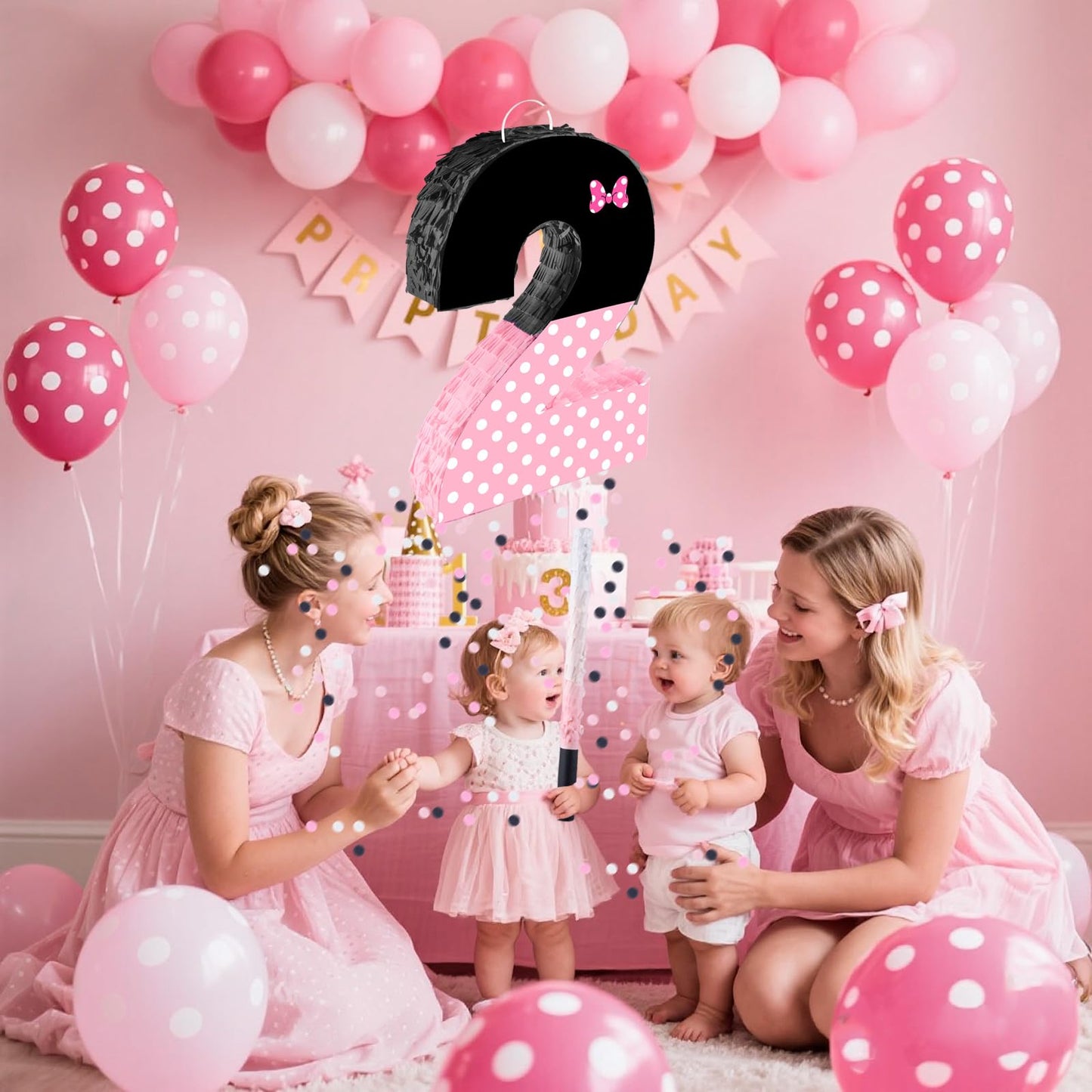 Fsnjcz Pink Bow Pinata – Number 2, 15.7 x 11.5 x 3 in, Birthday Party Decorations