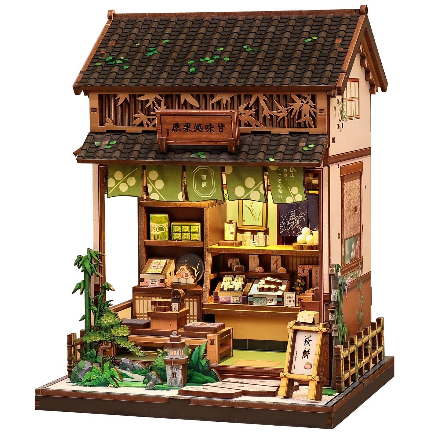 Fsolis Book Nook Kit – DIY Miniature House for Adults | Japanese Sweets Shop Diorama