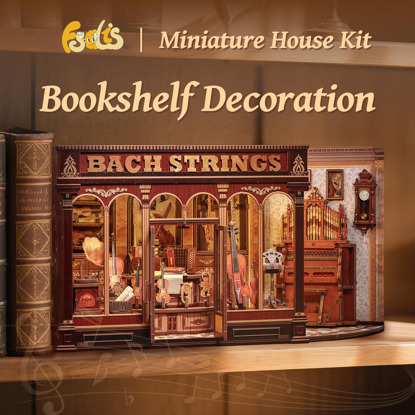 Fsolis Book Nook Kit – DIY Miniature Scene for Adults, Bookshelf 3D Puzzle