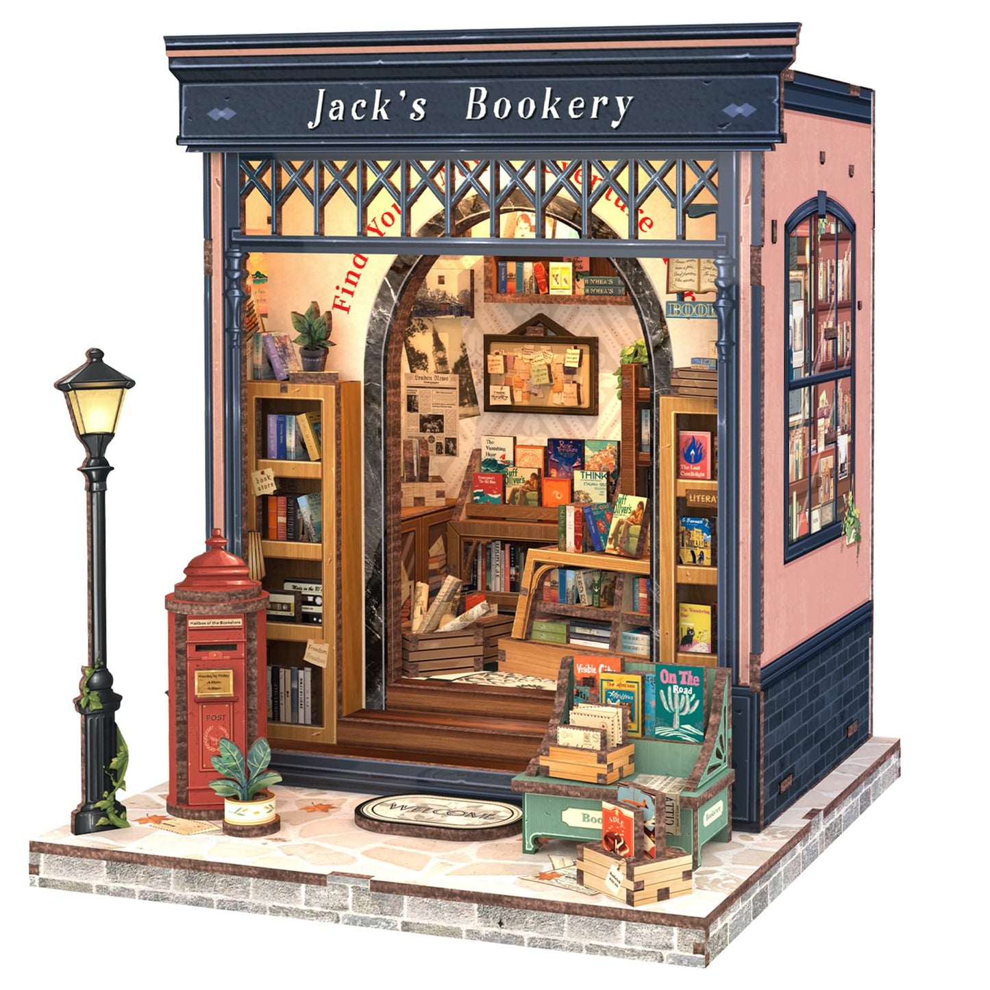 Fsolis Book Nook Kit – DIY Miniature Library Diorama for Bookshelves (Jack's Bookery)