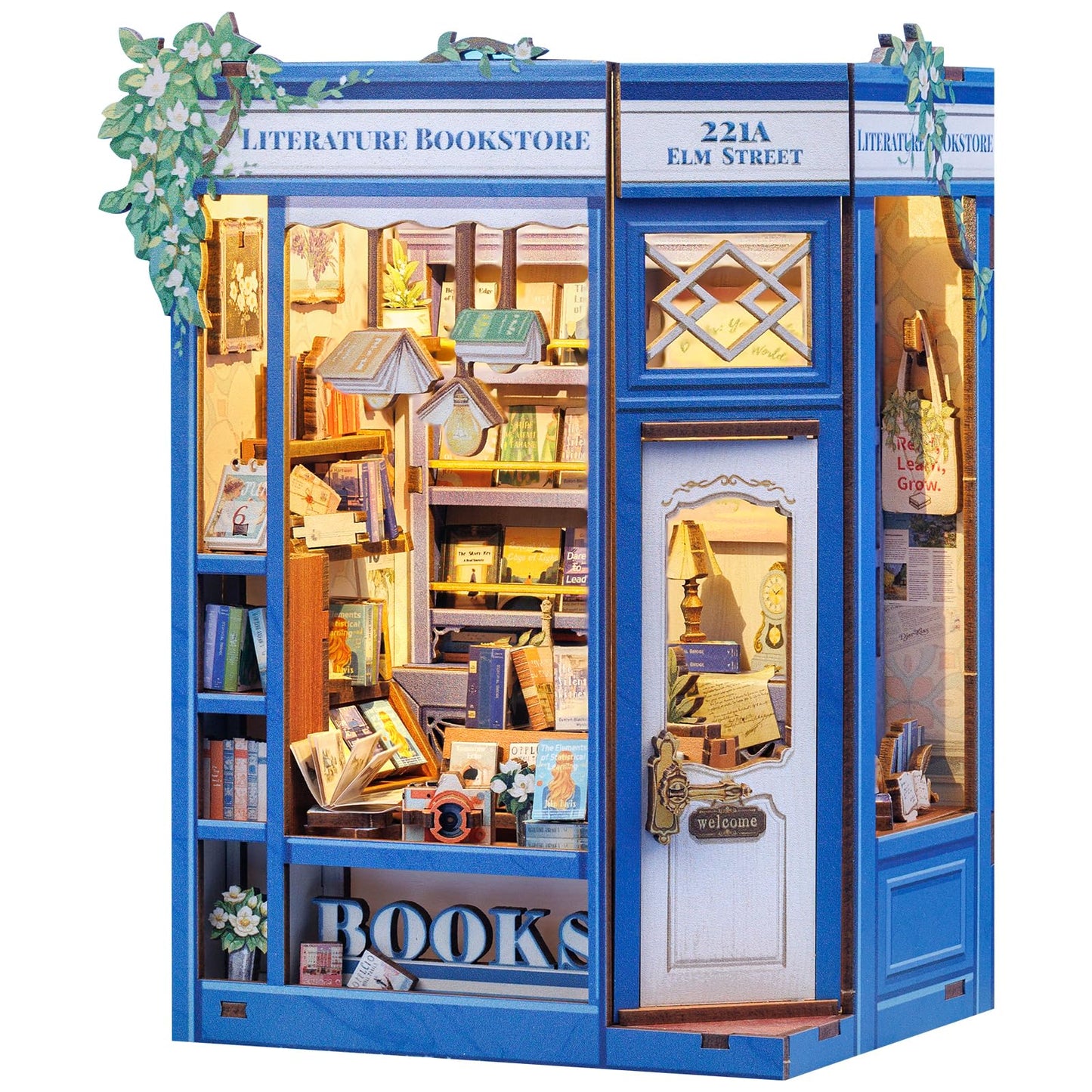 Fsolis Book Nook Kit – DIY Miniature Bookstore Diorama with LED Lights