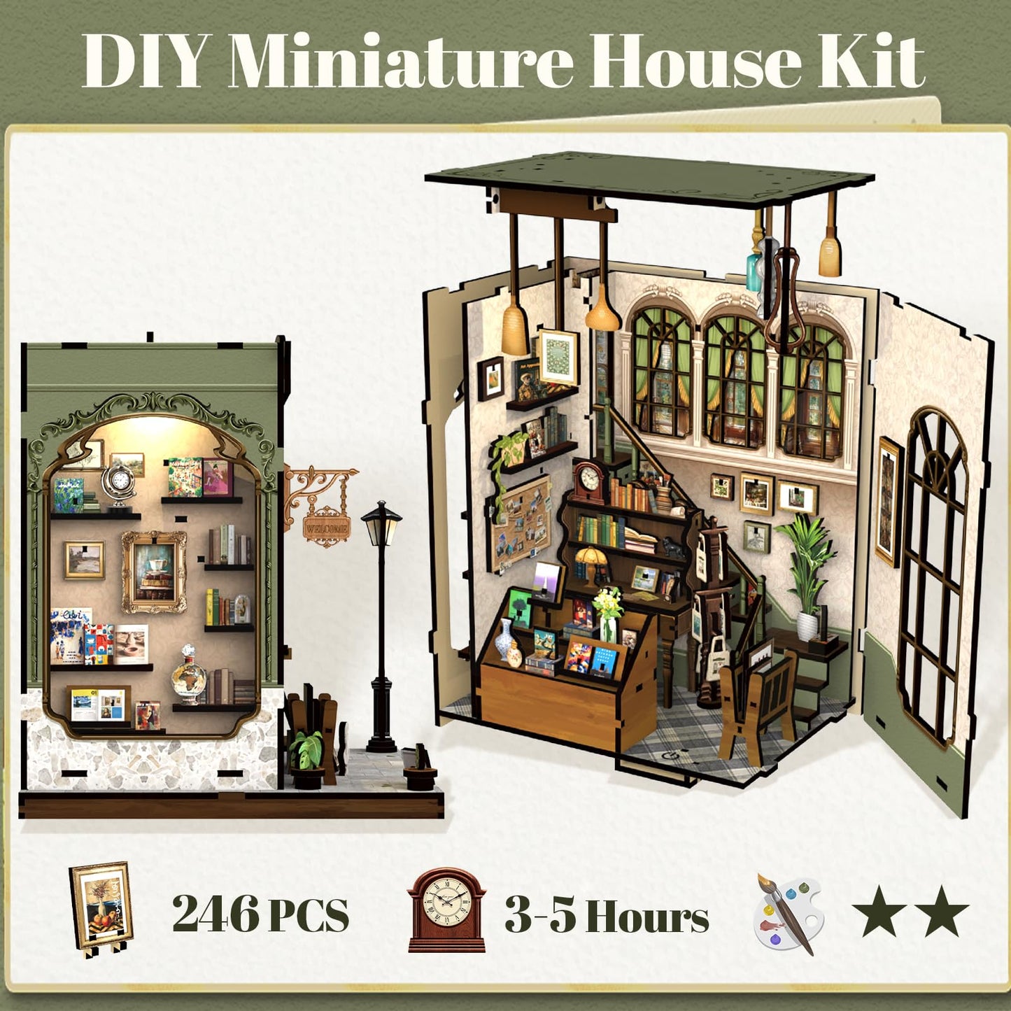 Fsolis Book Nook Kit — DIY Miniature House for Adults & Book Lovers | Gallery Gift
